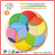 EZ1023 Preescolar Colorido Círculo De Madera Patrón Bloques